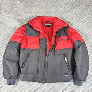 Vintage White Stag Action Sports Full Zip Ski Jacket Coat Large Hidden Hoodie